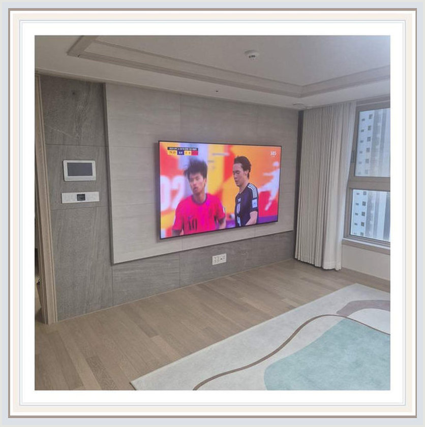 가격비교 상담 시 참고하는 벽걸이TV 설치 사진: 거치대 위치를 검토할 참고, 남양주시·하남시·광주시 관련 안내용 참고 이미지